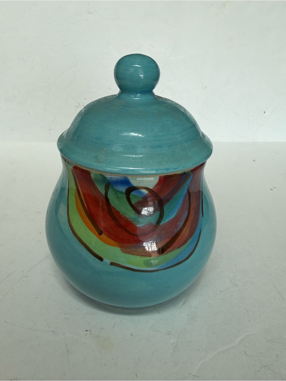 2007 Signed Gail Pittman Southern Living at Home 6” Ginger Jar Turquoise Swirl